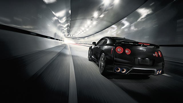 2023 Nissan GT-R seen from behind driving through a tunnel | Barberino Nissan in Wallingford CT