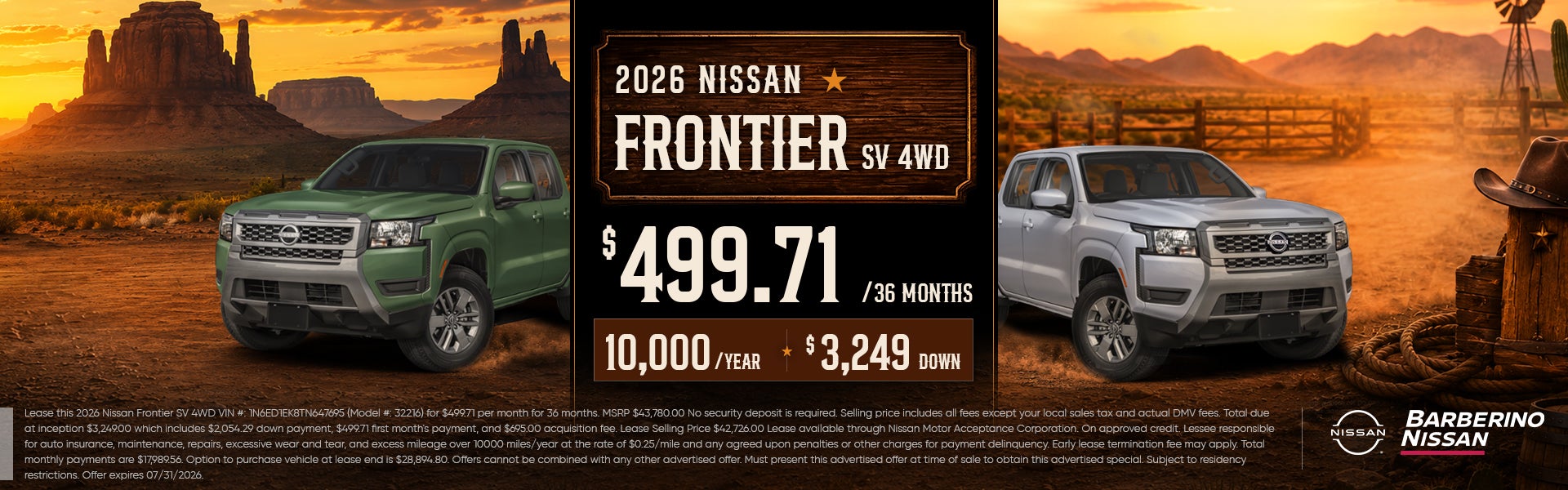 2026 Nissan Frontier SV 4WD